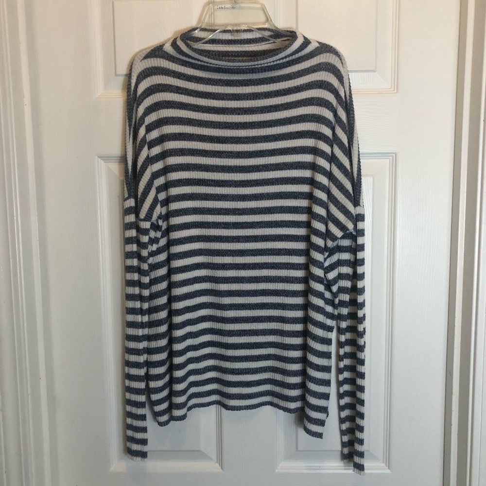 Lucky Brand Pullover High Neck Oversized Striped Sweater. Size Small